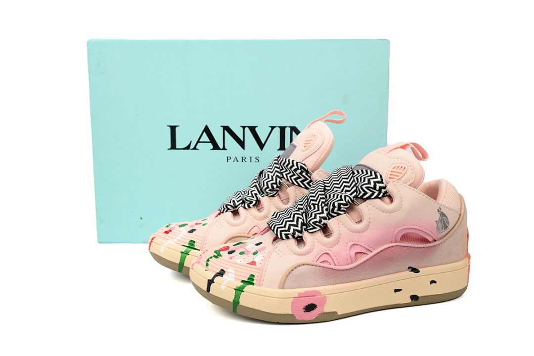 Lanvin Curb Leather Sneaker White Black