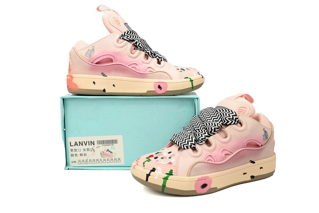 Lanvin Curb Leather Sneaker White Black