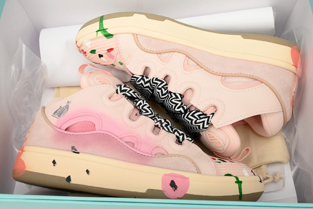 Lanvin Curb Leather Sneaker White Black