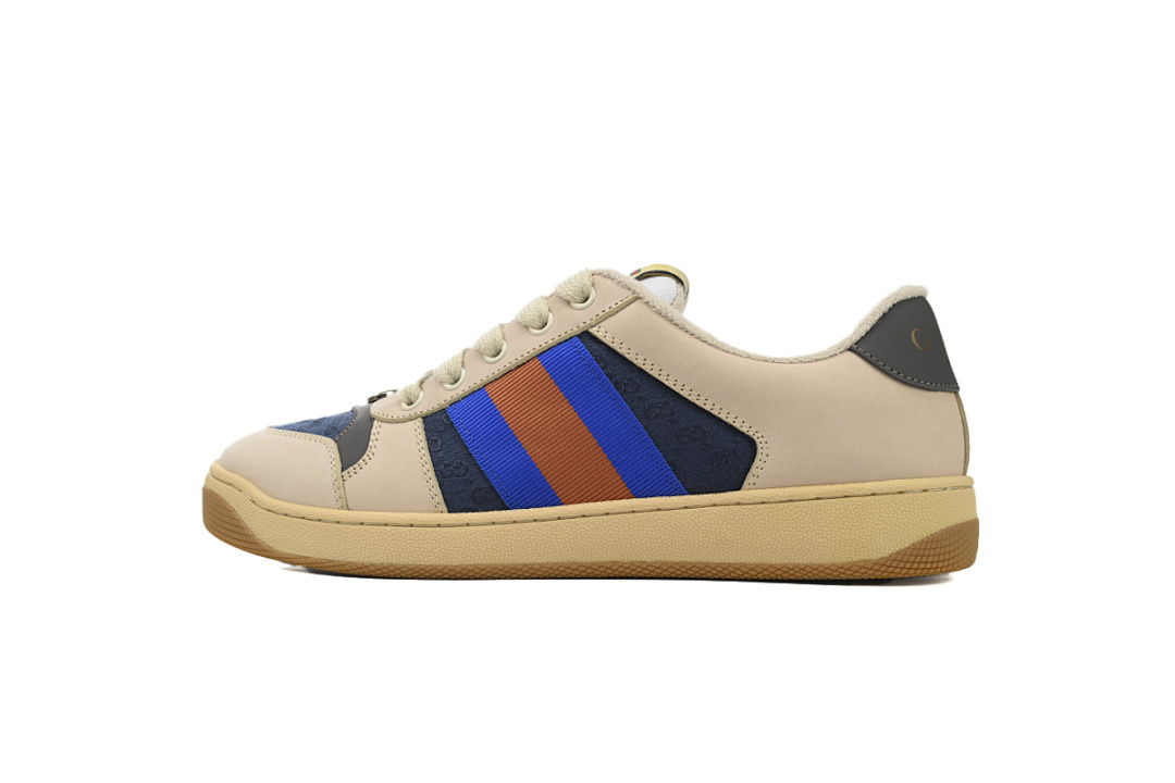 FC God Batch Gucci Screener GG Canvas Low-Top Sneakers, Beige with Blue-Orange 
