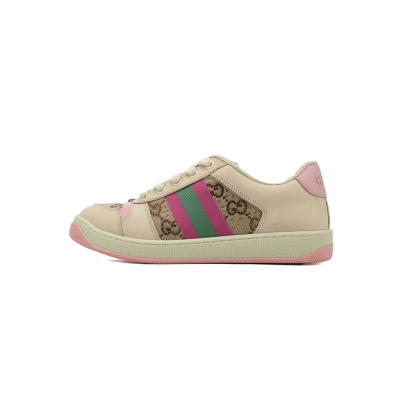 FC God Batch Gucci Screener GG Canvas Low-Top Sneakers, Beige with Blue-Orange  01