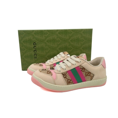 FC God Batch Gucci Screener GG Canvas Low-Top Sneakers, Beige with Blue-Orange  02