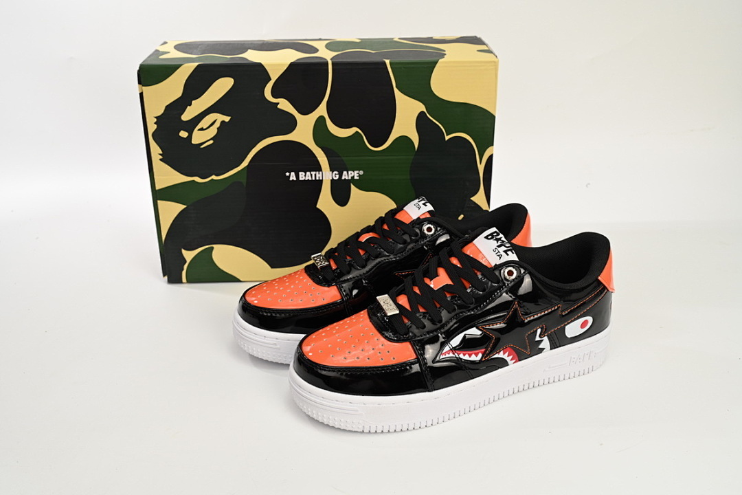 A Bathing Ape Bape Sta Low Orange Shark 1H30-191-005 