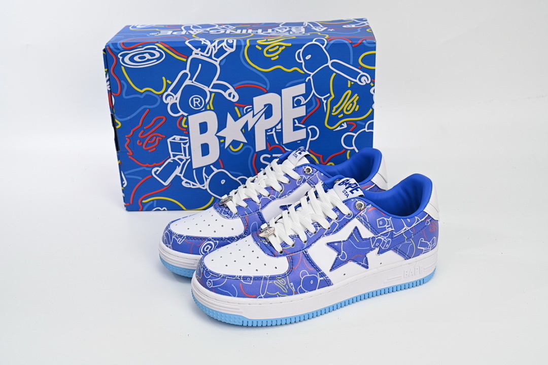  A Bathing Ape Bape Sta Low Black Blue Color Spray Painting 1H73 191 913