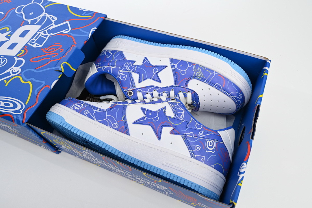  A Bathing Ape Bape Sta Low Black Blue Color Spray Painting 1H73 191 913