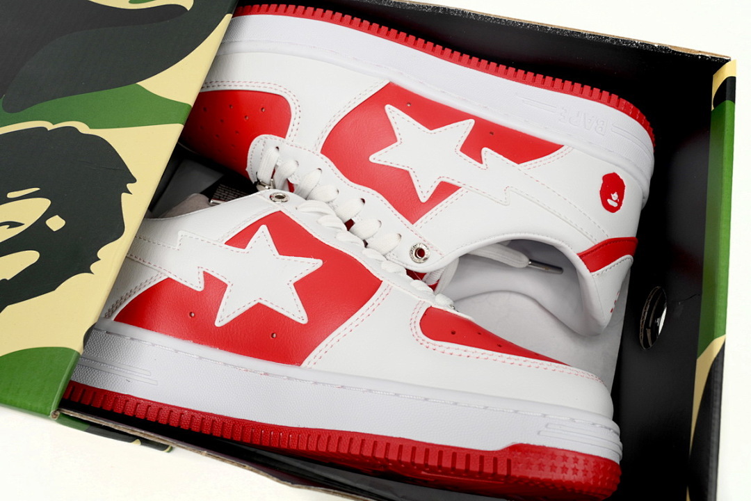 A Bathing Ape Bape Sta Low Red And White OZXSH W291 328 