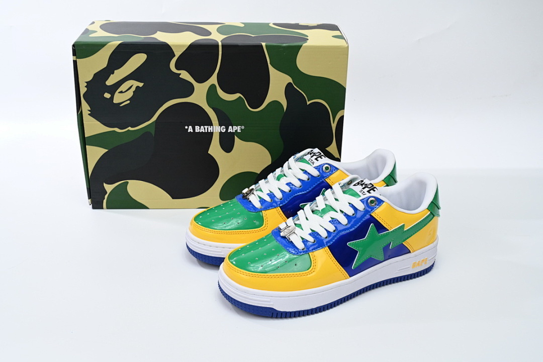  A Bathing Ape Bape Sta Low Black Yellow Green Orchid 1180 191 004