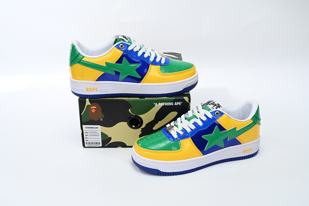  A Bathing Ape Bape Sta Low Black Yellow Green Orchid 1180 191 004