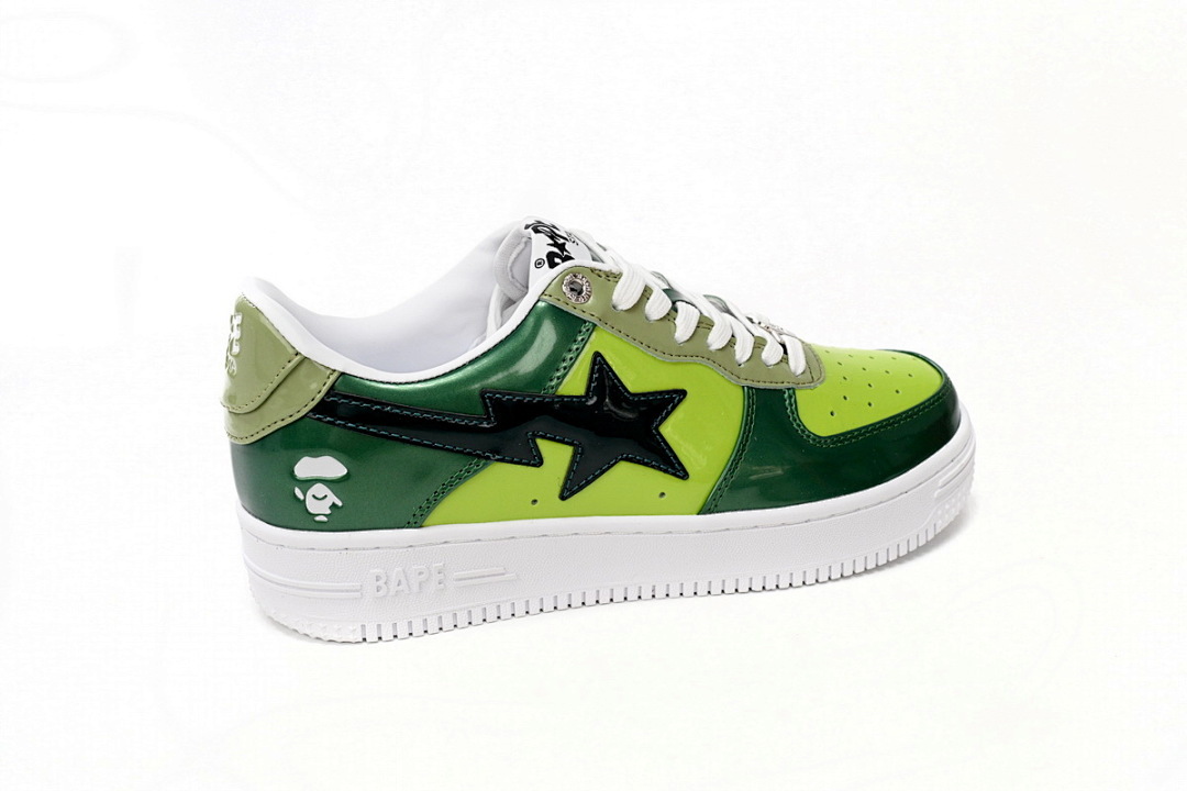 A Bathing Ape Bape Sta Low Black Green Mirror Surface 1H20 190 046 