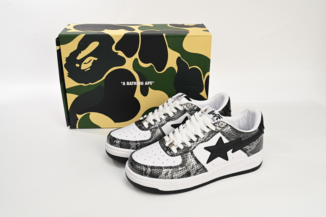  A Bathing Ape Bape Sta Low Black Black Snake Skin 1180 191 009