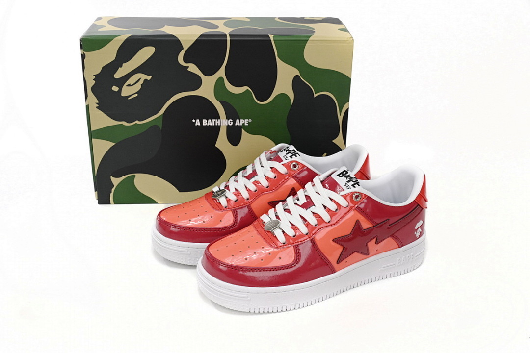 A Bathing Ape Bape Sta Low White Dark Red Mirror Surface 1H20 191 046 