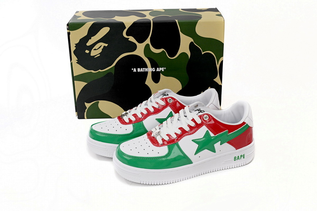 A Bathing Ape Bape Sta Low Red, white, and Green 1180-191-004 