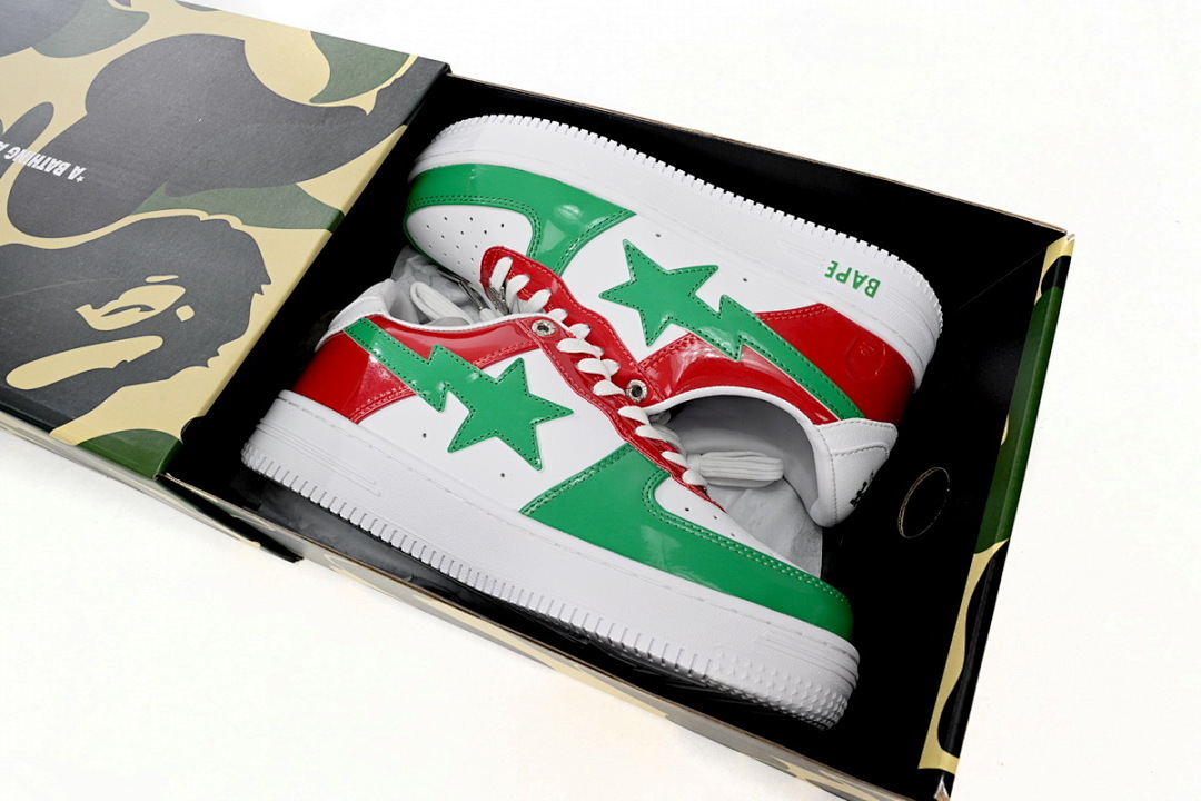 A Bathing Ape Bape Sta Low Red, white, and Green 1180-191-004 