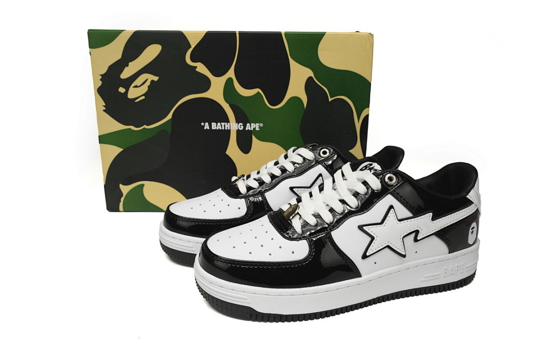A Bathing Ape Bape Sta Low Black White 1H70-191-001 