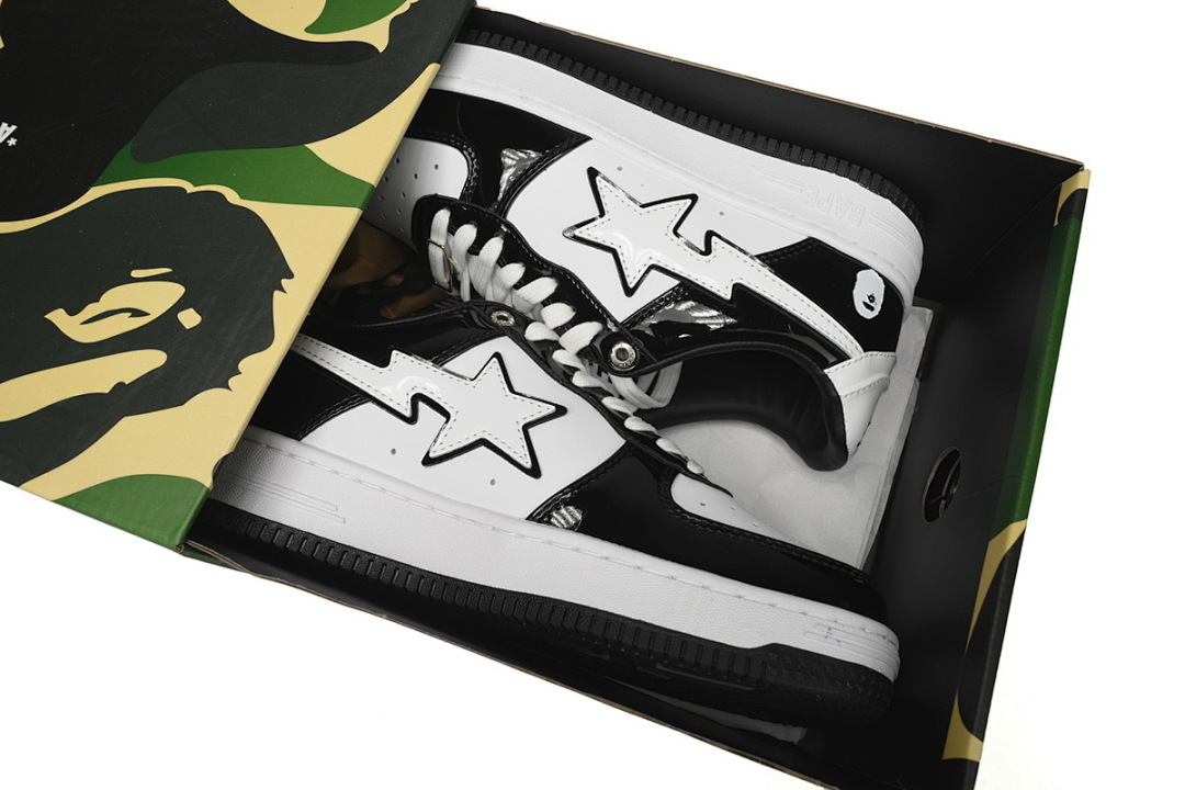 A Bathing Ape Bape Sta Low Black White 1H70-191-001 