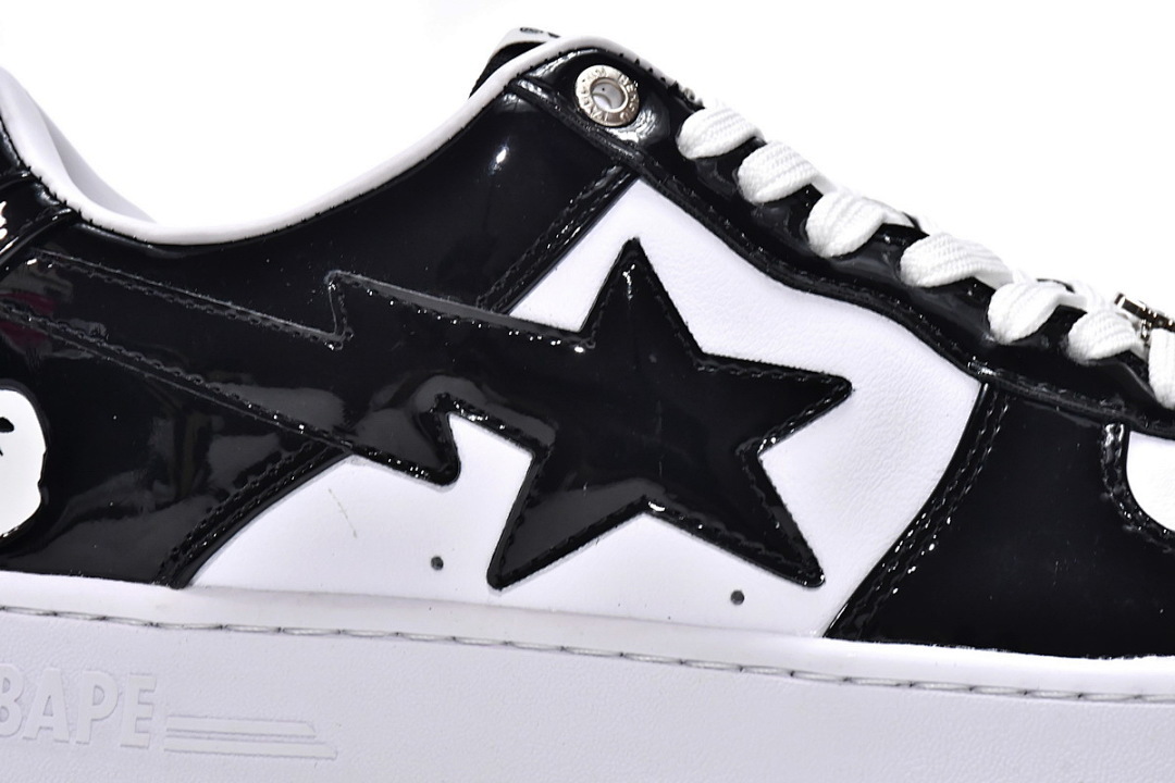  A Bathing Ape Bape Sta Low Black White 1H70-191-001