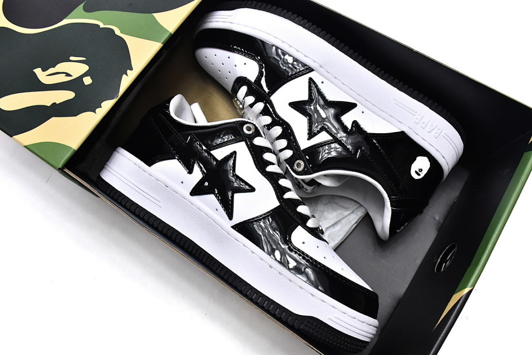  A Bathing Ape Bape Sta Low Black White 1H70-191-001
