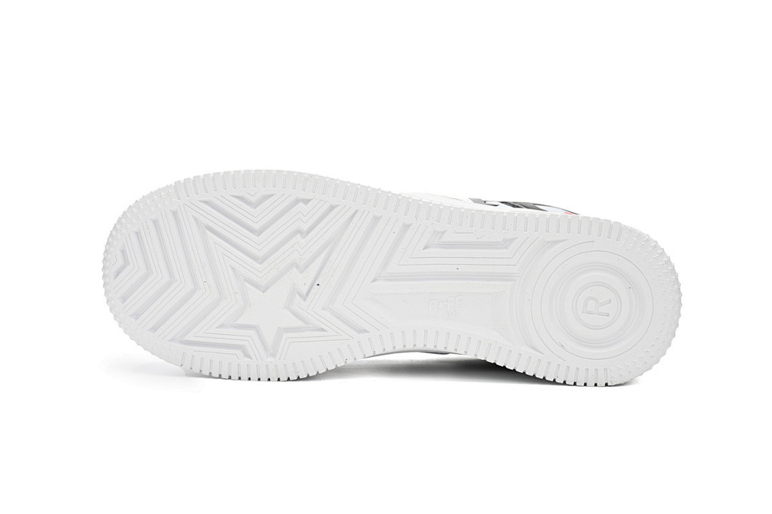 A Bathing Ape Bape Sta Low Black and White Shark 1H30-191-009 