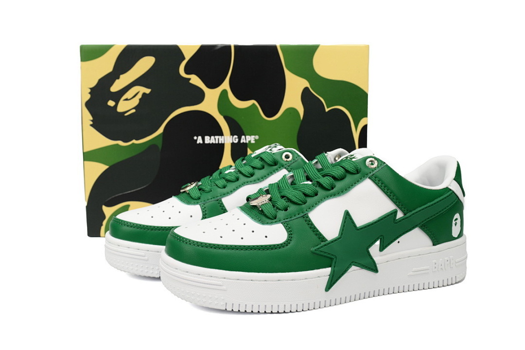 A Bathing Ape Bape Sta Low White Green Star OZXSHM 191 306M 
