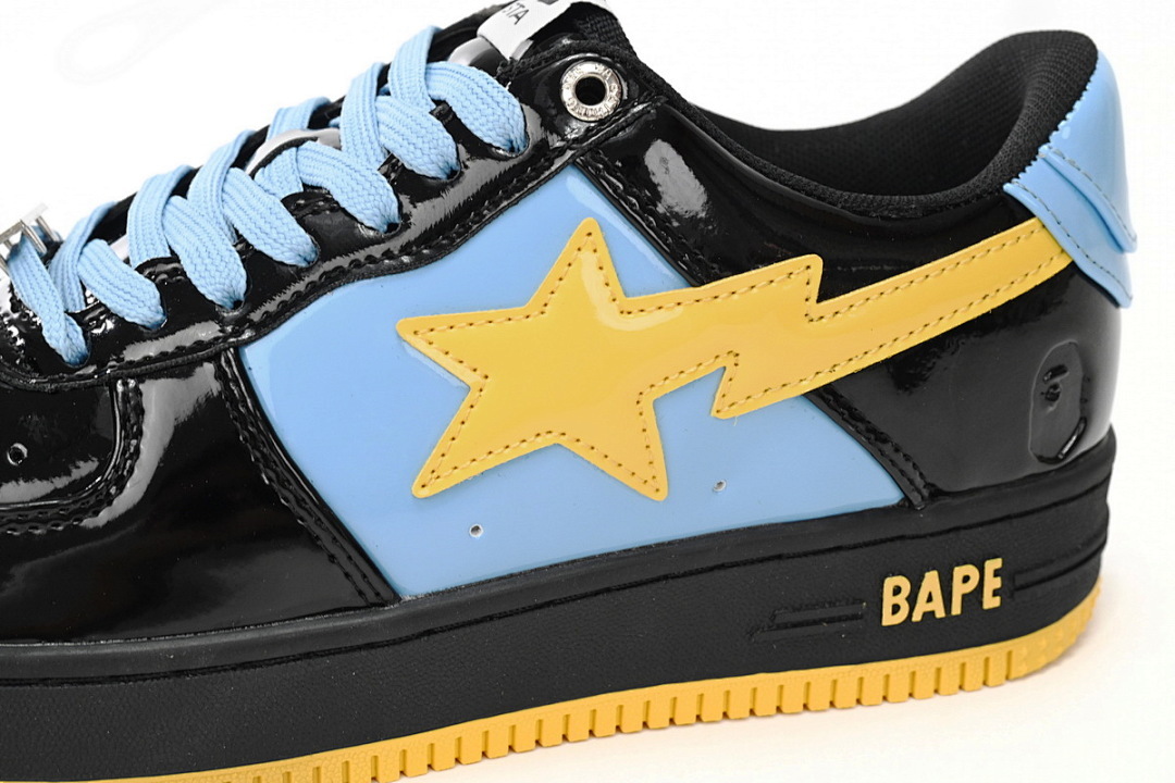 A Bathing Ape Bape Sta Low Black, Blue, And Yellow 1H20 191 046 