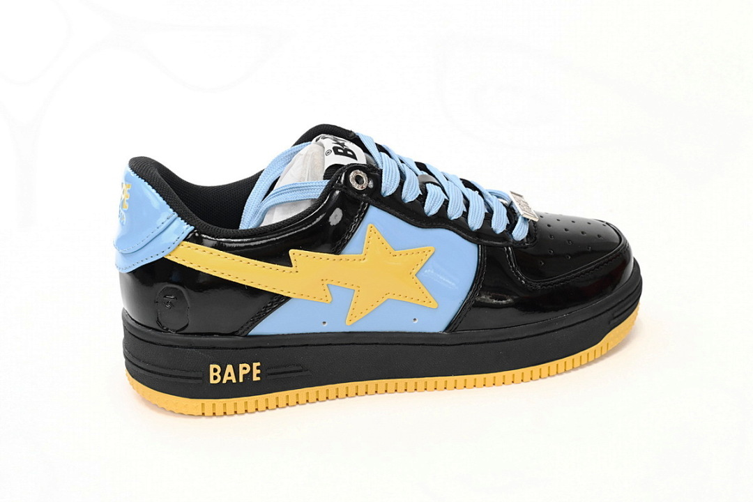 A Bathing Ape Bape Sta Low Black, Blue, And Yellow 1H20 191 046 