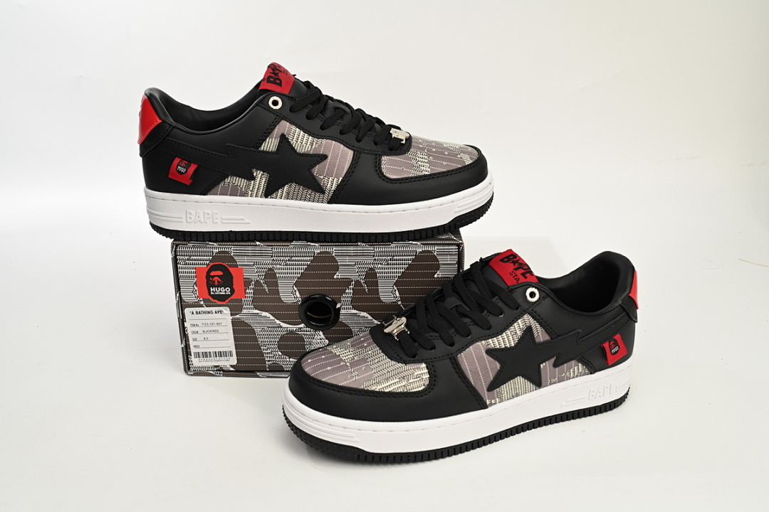 A Bathing Ape Bape Sta Low Black and Red Co Branding 7123-191-901 