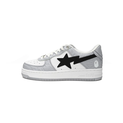 A Bathing Ape Bape Sta Low White Gray embossing  1H70-191-002  01