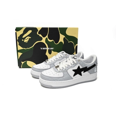 A Bathing Ape Bape Sta Low White Gray embossing  1H70-191-002  02