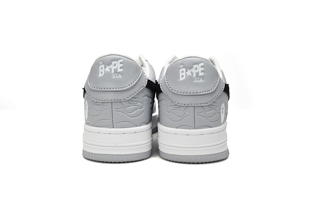 A Bathing Ape Bape Sta Low White Gray embossing  1H70-191-002 