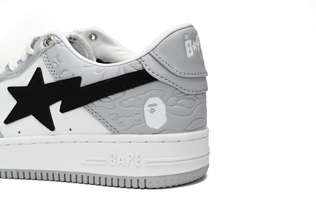 A Bathing Ape Bape Sta Low White Gray embossing  1H70-191-002 