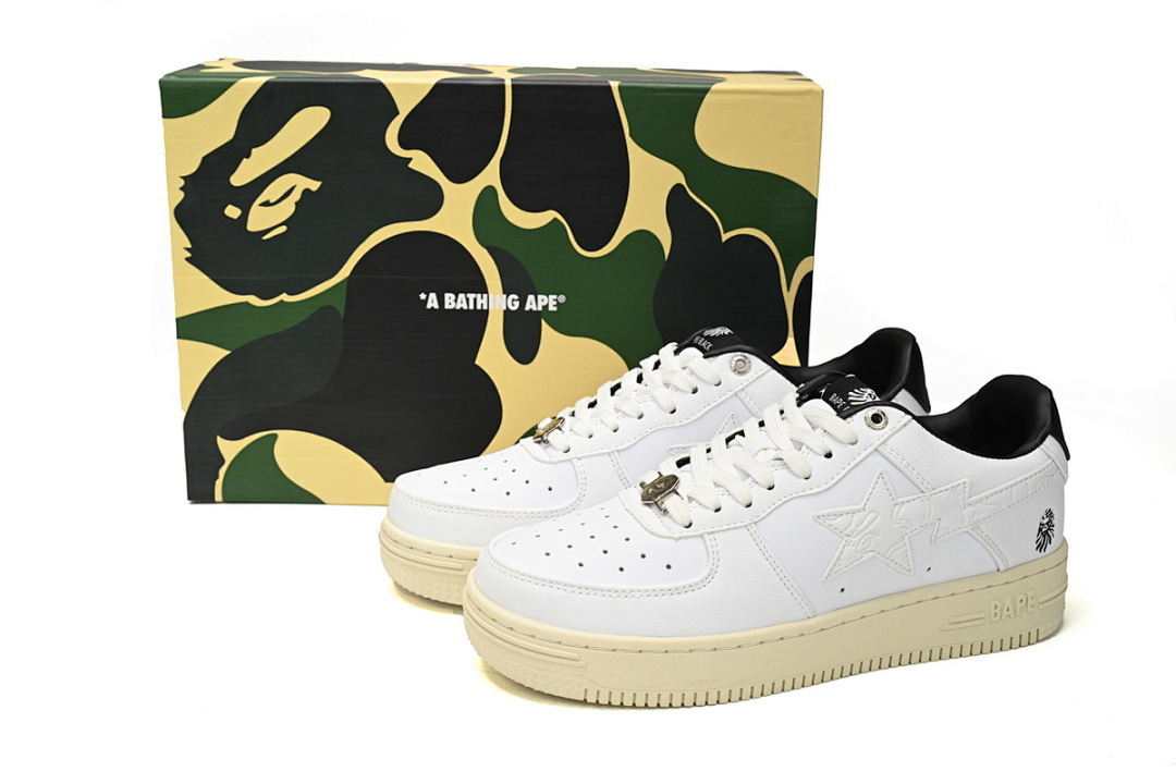  A Bathing Ape Bape Sta Low White And Black Rice 1H70-191-022