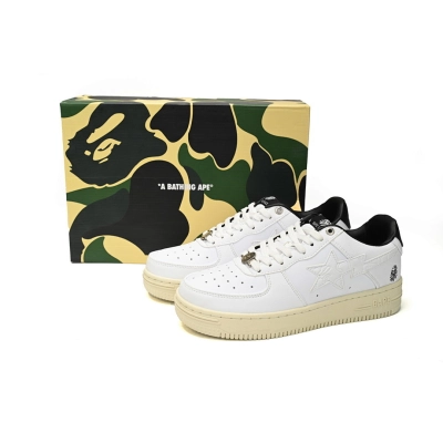  A Bathing Ape Bape Sta Low White And Black Rice 1H70-191-022 02