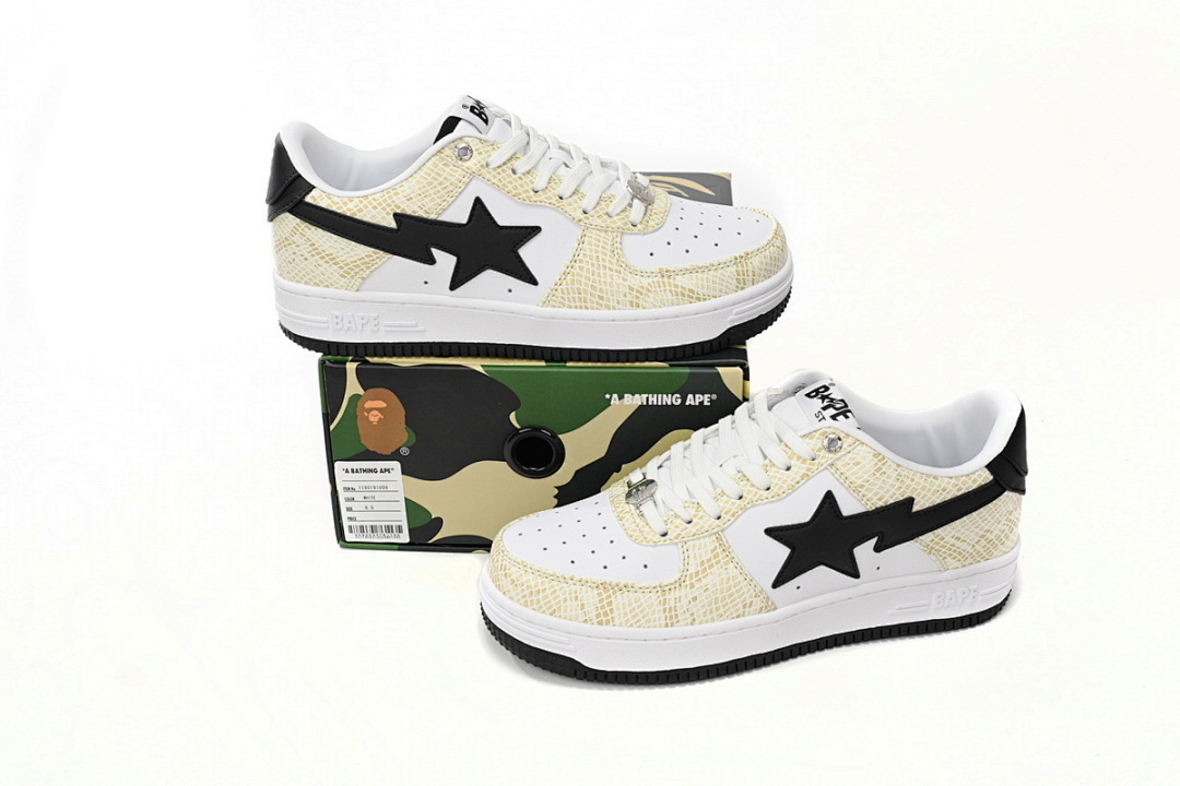  A Bathing Ape Bape Sta Low White Snake Skin Pattern  1I80 191 009