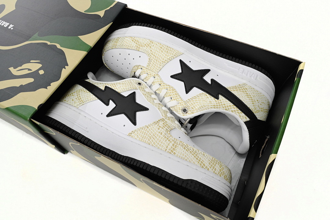  A Bathing Ape Bape Sta Low White Snake Skin Pattern  1I80 191 009