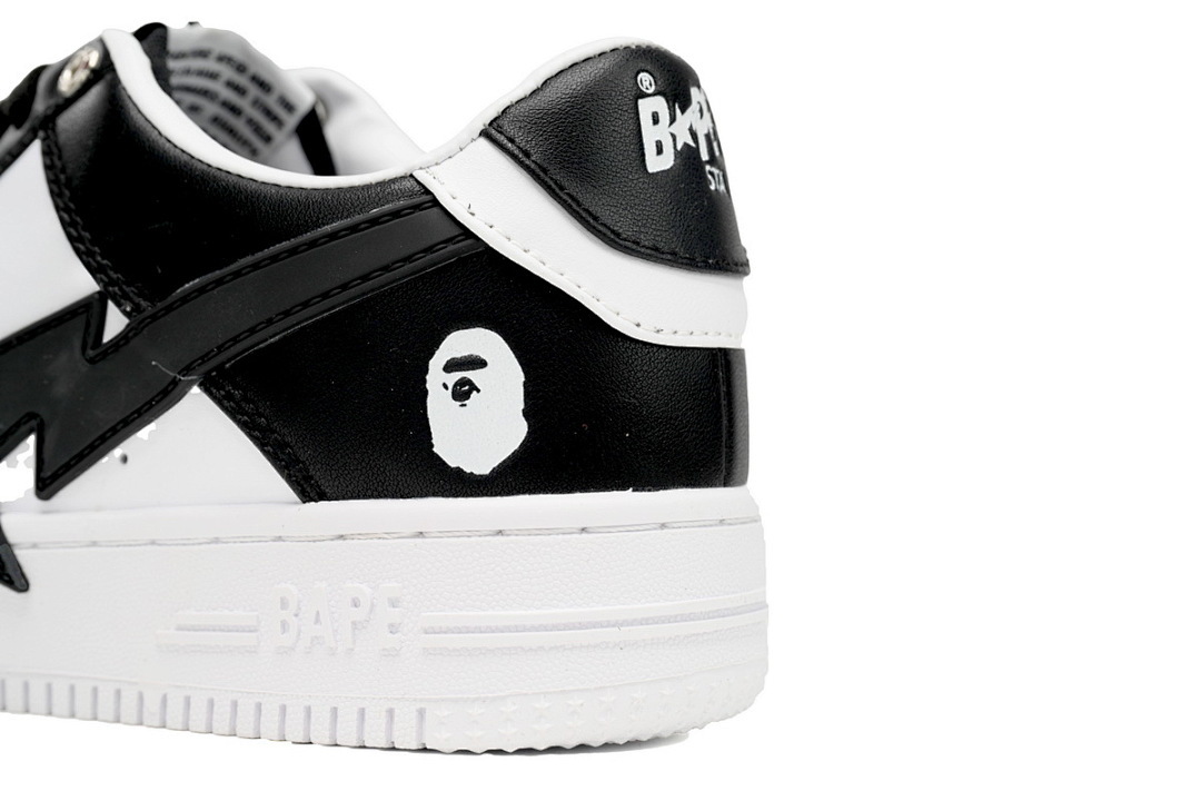  A Bathing Ape Bape Sta Low Black And White Star OZXSH W291 306M