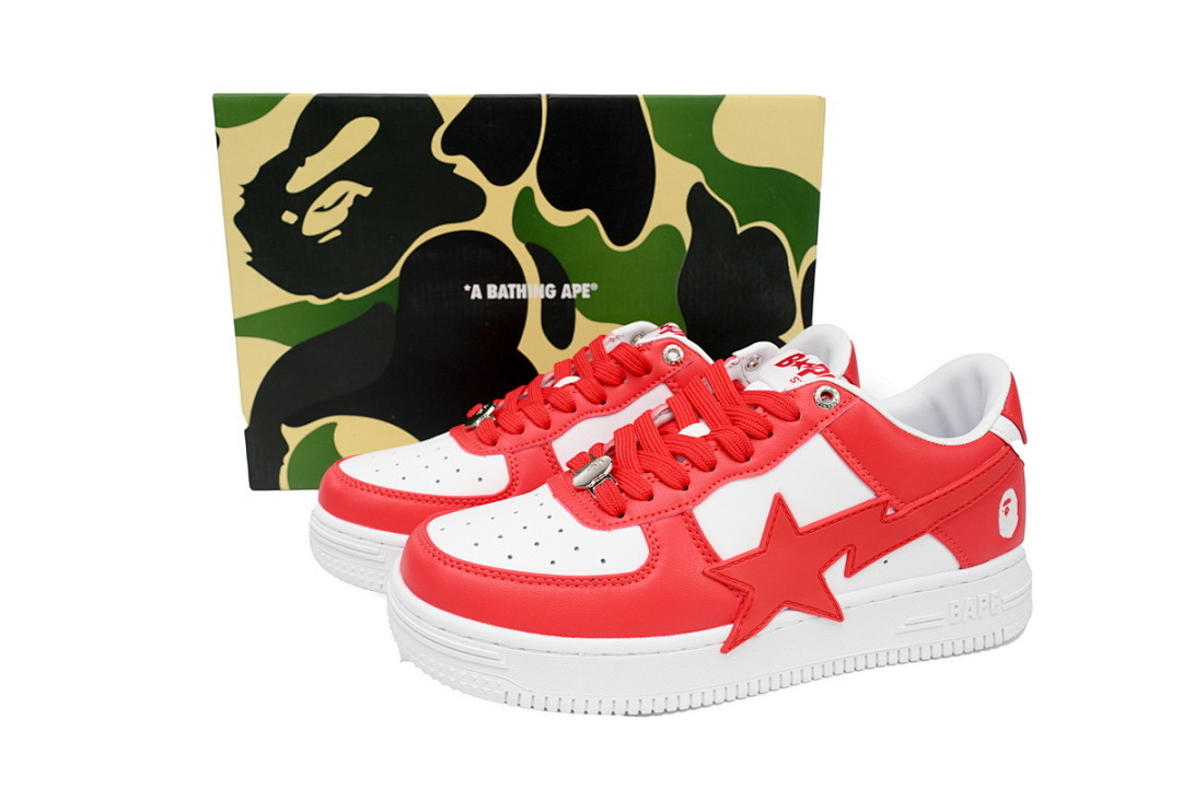 A Bathing Ape Bape Sta Low White Red Star  OZXSHM 191 306M 