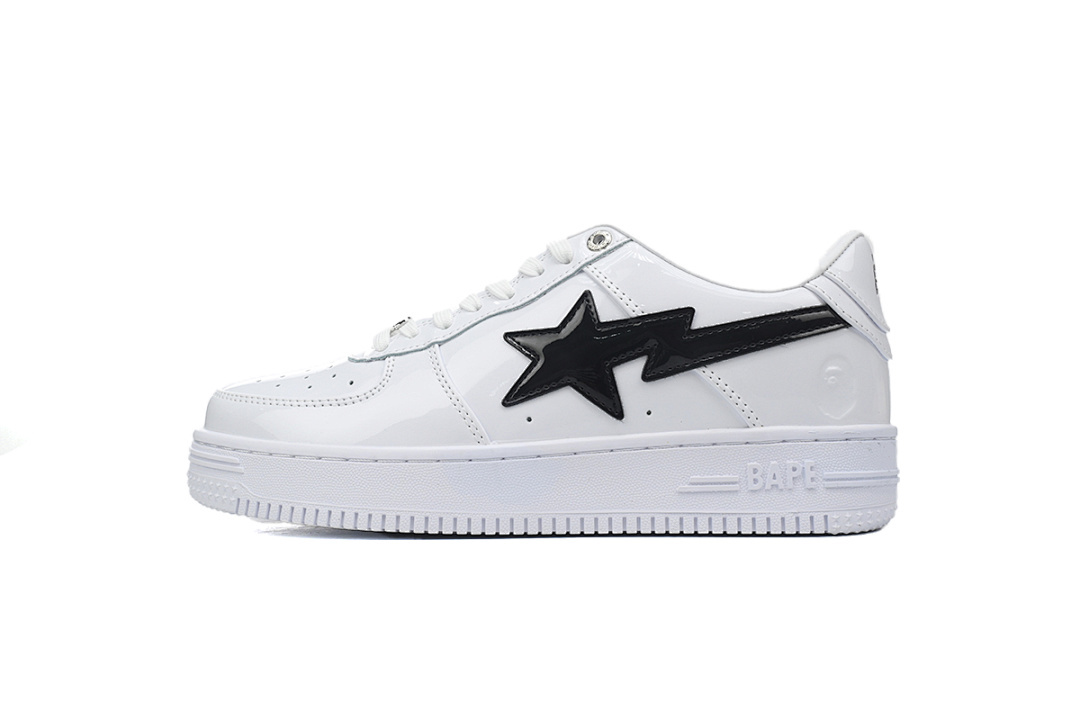 A BATHING APE Bapesta White Black OZXSHM 191 302M