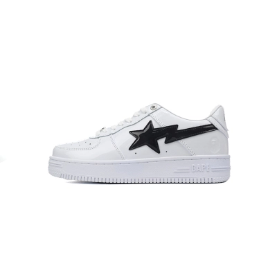 A BATHING APE Bapesta White Black OZXSHM 191 302M 01
