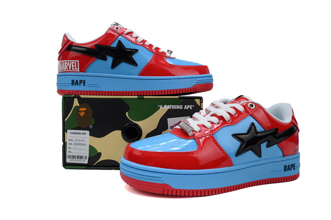 A BATHING APE Bapesta Red Blue 1I73-191-916 