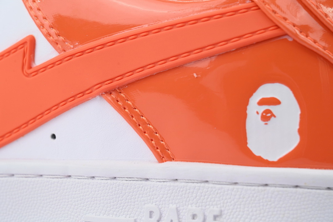 A BATHING APE Bape STA Orange White Patent Leather OZXSHMX91310N