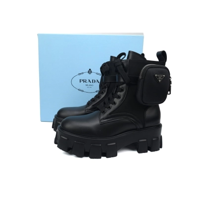 FC God Batch  Prada Black Lugged Sole Ankle Boots with Triangle Logo Pouch 02