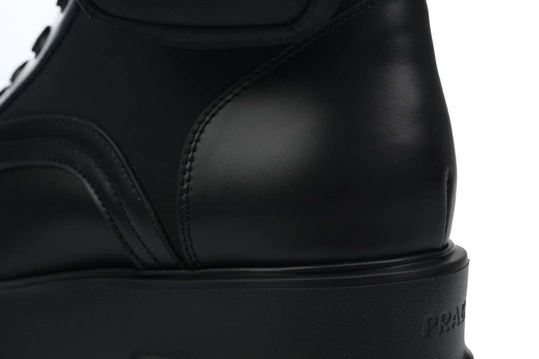 FC God Batch  Prada Black Lugged Sole Ankle Boots with Triangle Logo Pouch