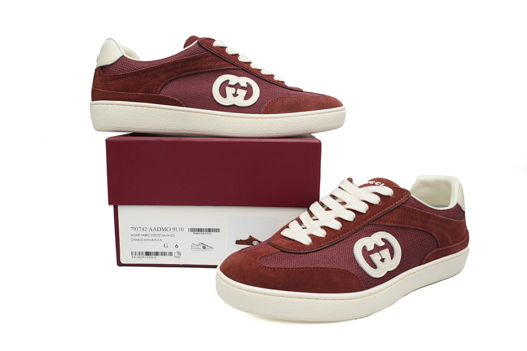 FC God Batch Gucci Burgundy Interlocking G Low-Top