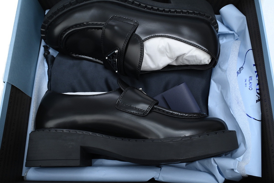 FC God Batch Prada Black Leather Platform Loafers