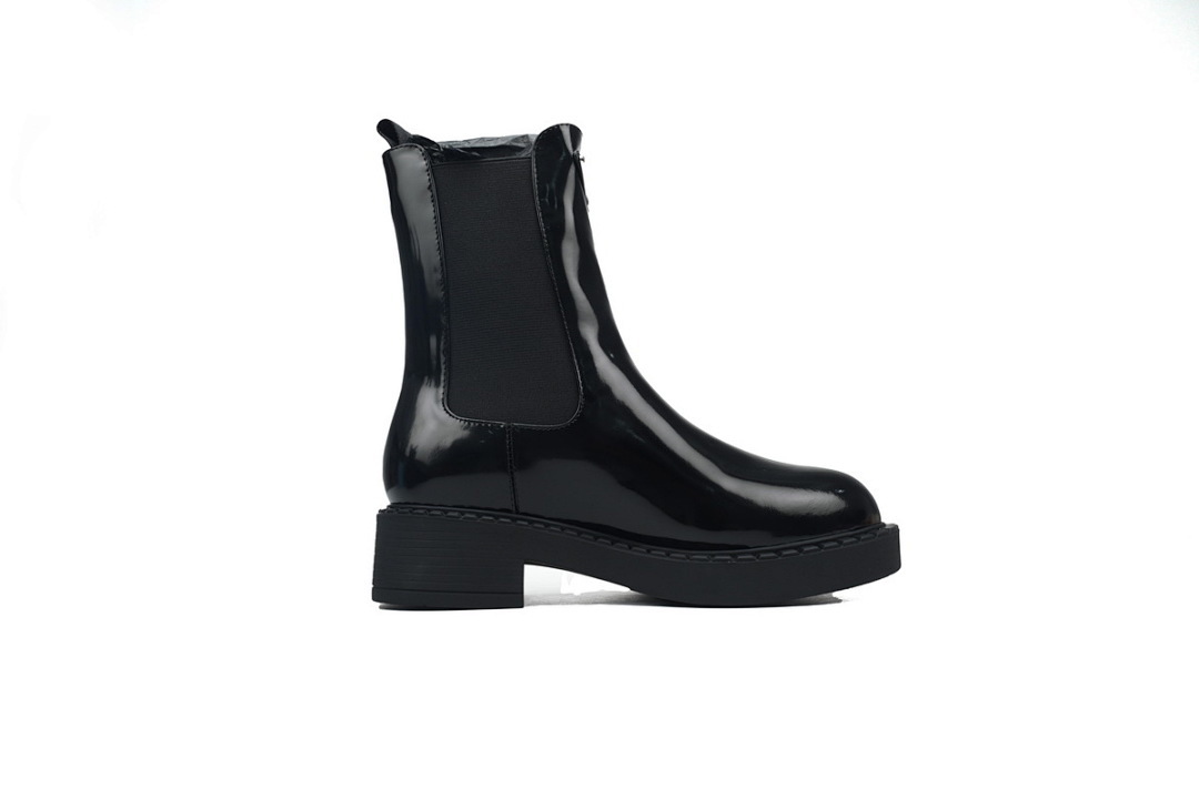 FC God Batch Prada Black Patent Leather Chelsea Boots