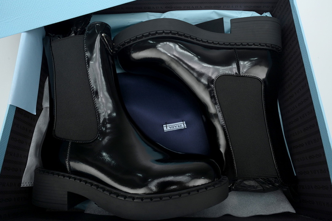 FC God Batch Prada Black Patent Leather Chelsea Boots