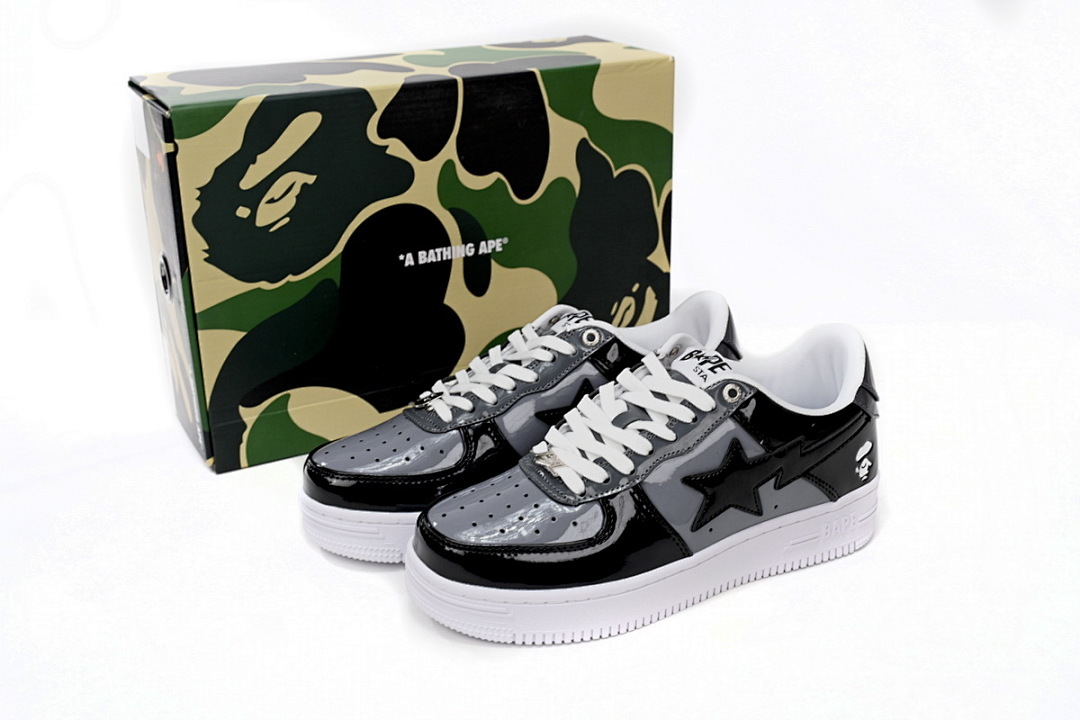 A Bathing Ape Bape Sta Low Black Grey Baolan 1H20 191 046 