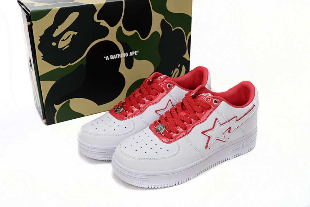 A Bathing Ape Bape Sta Low White Red Border 1J30-291-017 