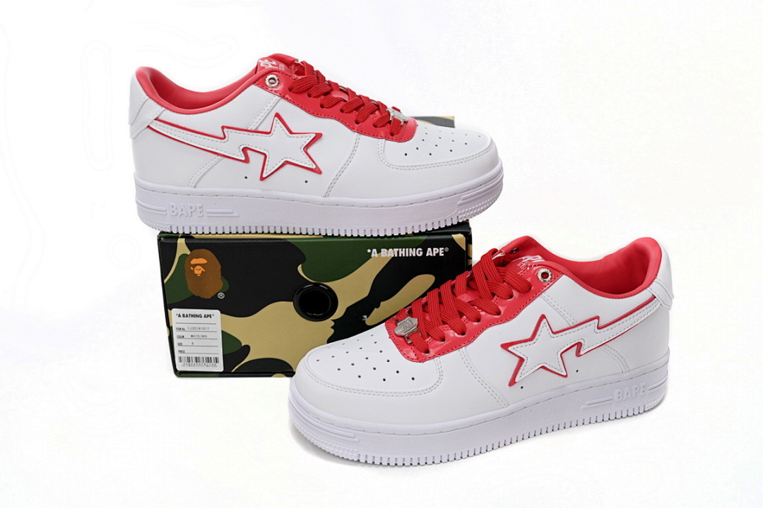 A Bathing Ape Bape Sta Low White Red Border 1J30-291-017 