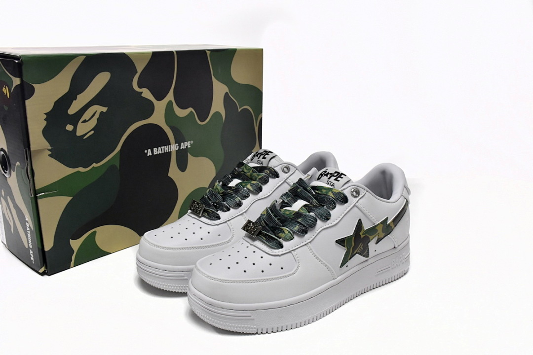 A Bathing Ape Bape Sta Low White Green Camouflage  1H20-191-045 